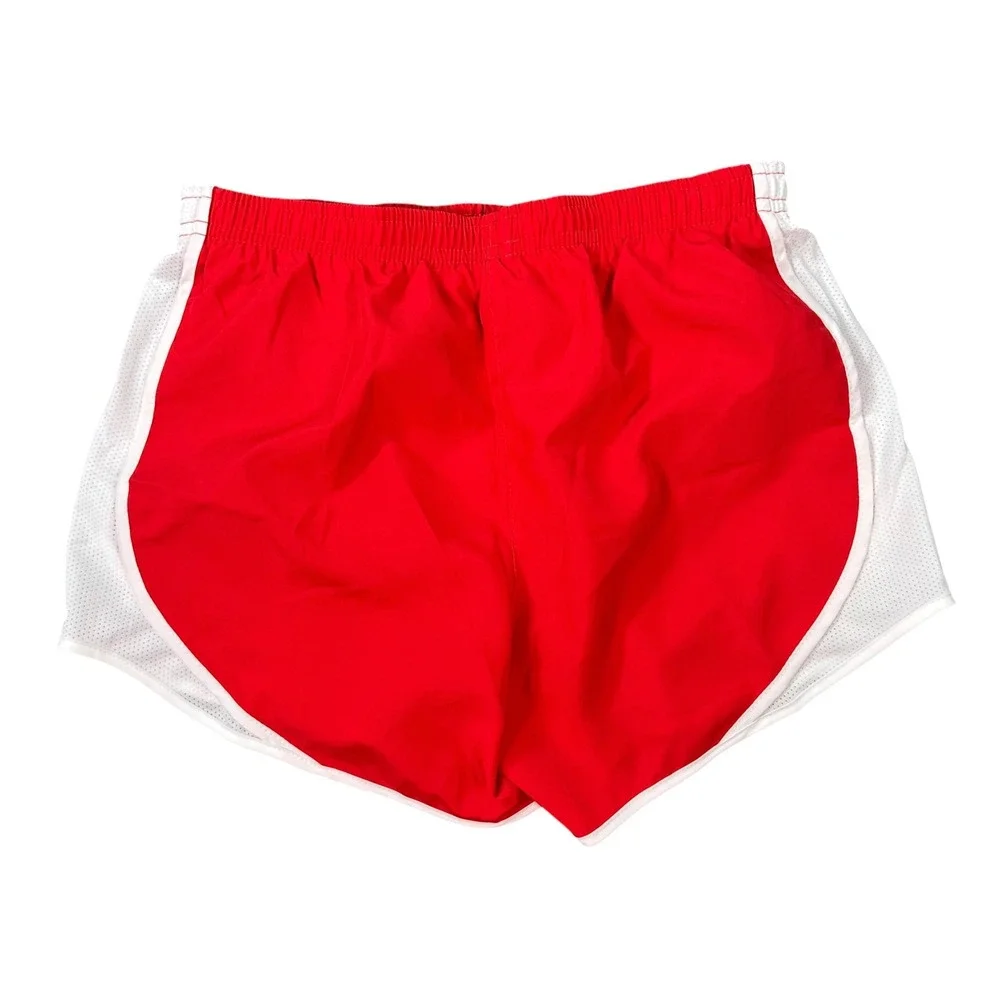 Nike Girls Dry Tempo Red White Mesh Trim Running Athletic Shorts Size L